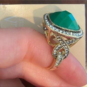 *SOLD* ARIELLA Green emerald & Gold BLING ring